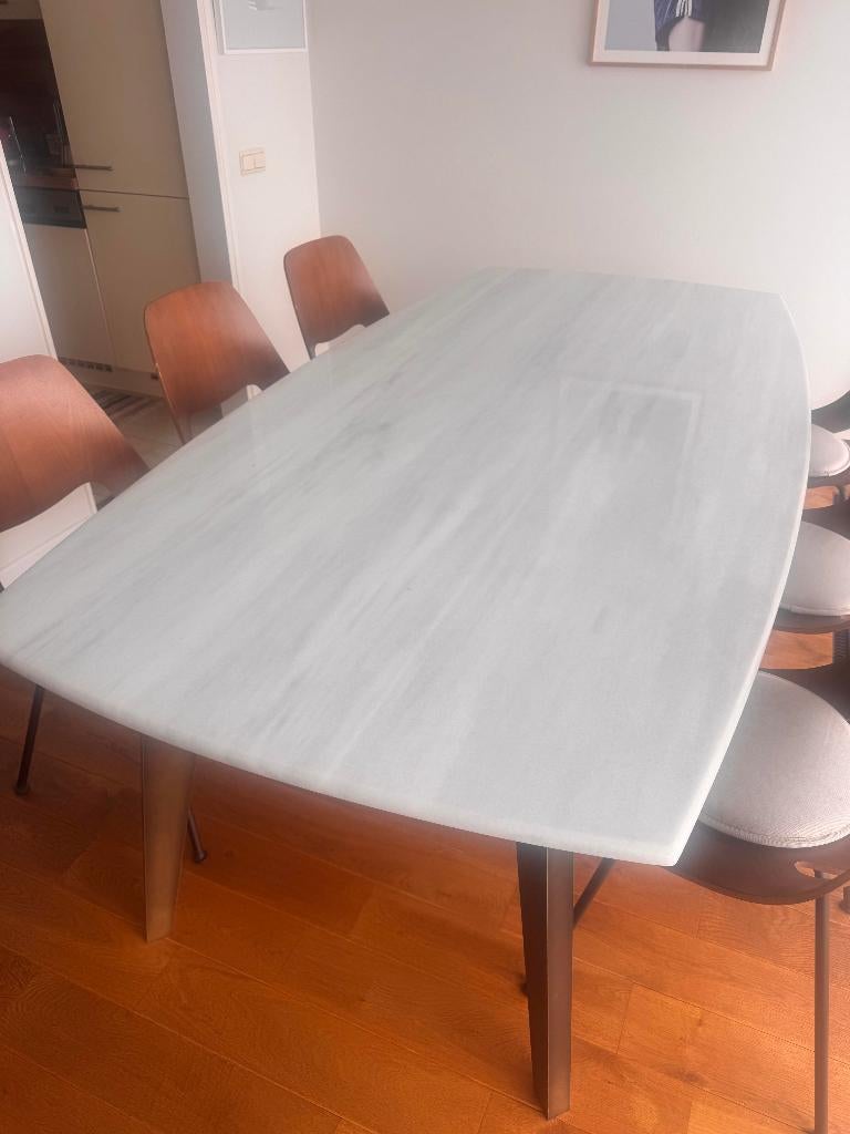 wit marmeren tafel, Ophalen, Gebruikt, 100 tot 150 cm, 200 cm of meer