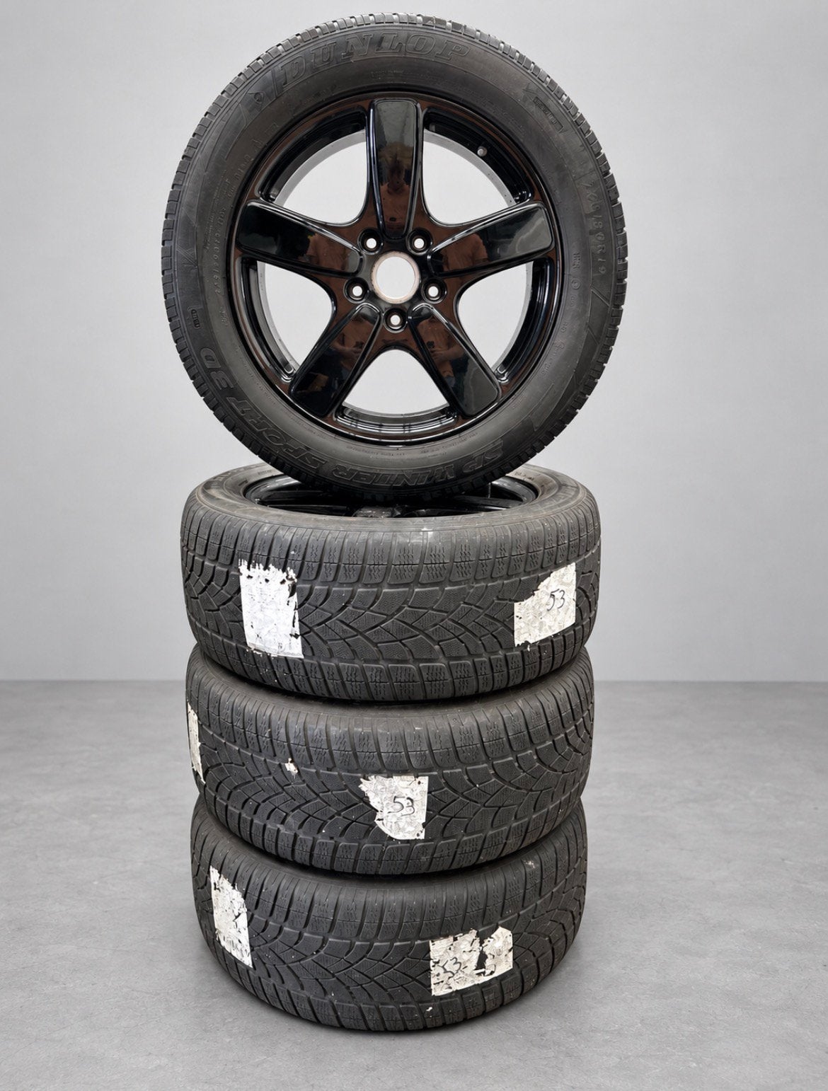 Porsche Cayenne 92A 19-inch winterset – zwart, Auto-onderdelen, Gebruikt, 265 mm, Winterbanden, Band(en)