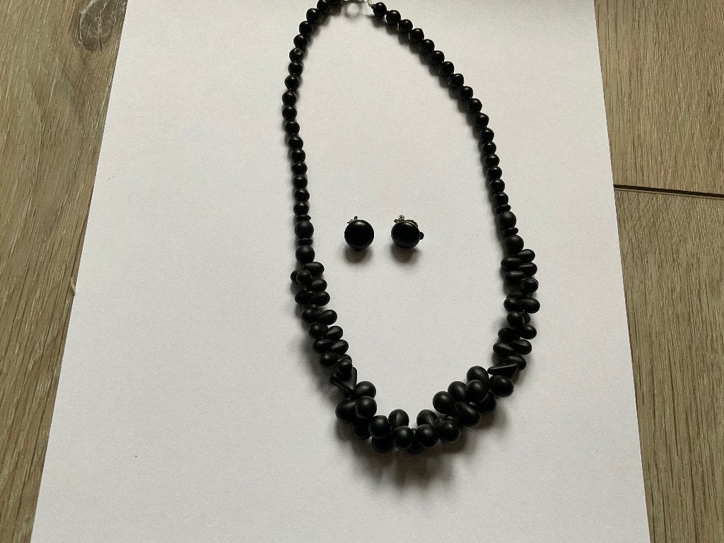 Antieke rouwketting en oorbellen, Ophalen of Verzenden, Ketting