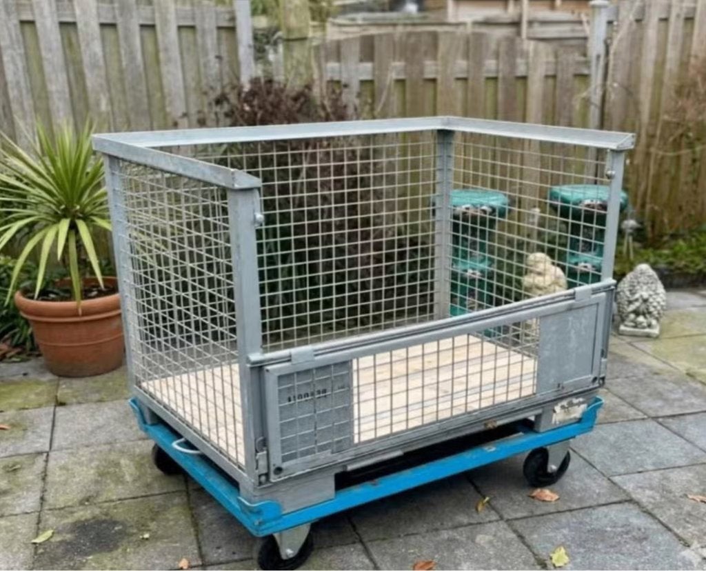gitterbox met palletkar, Ophalen