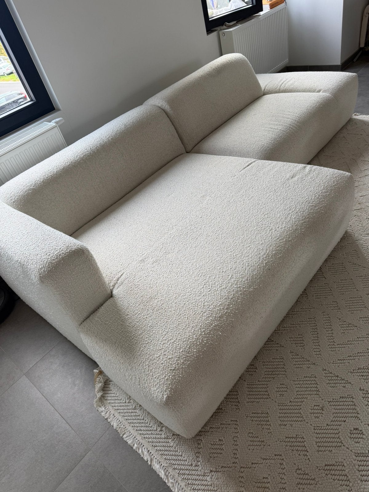 zetel met extra poef te koop - juntoo meubelen, Ophalen, Zo goed als nieuw