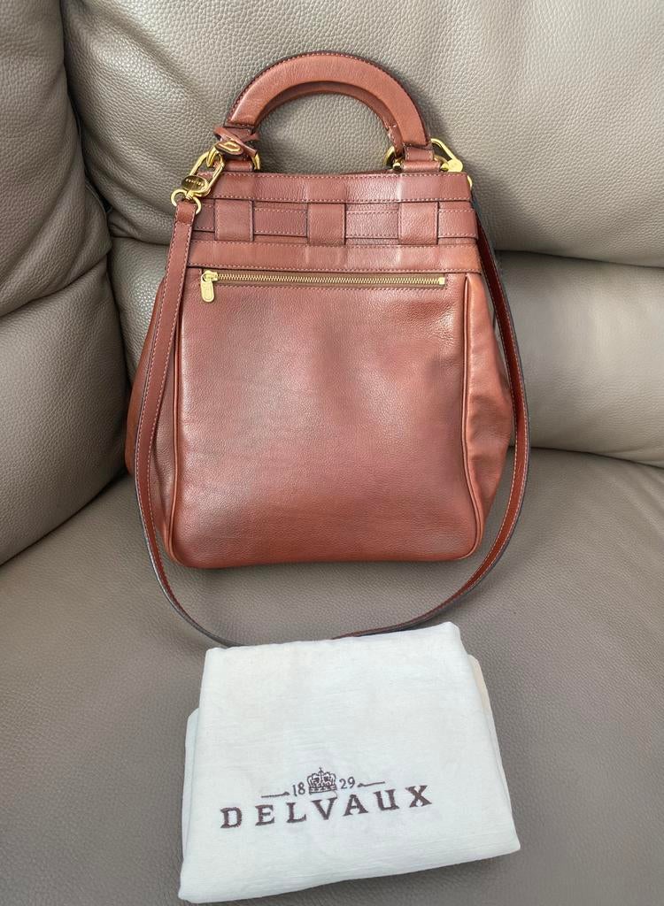 Sac à main avec bandoulière marron Delvaux vintage, Enlèvement ou Envoi, Comme neuf, Sac à main