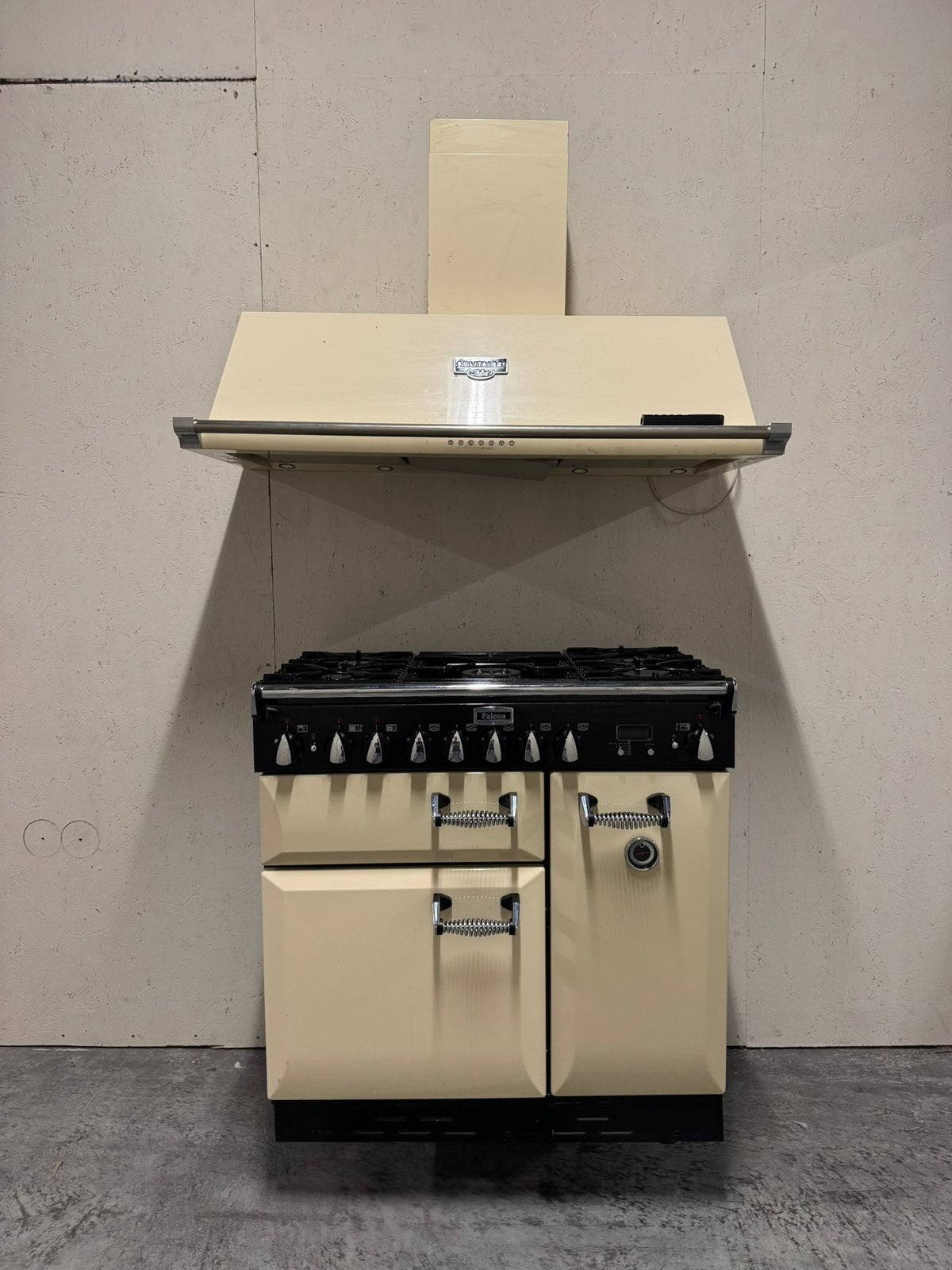 Falcon Elan 90 gasfornuis en Solitaire Ascot afzuigkap, Elektronische apparatuur, Grill, 60 cm of meer, Ophalen of Verzenden, Zo goed als nieuw