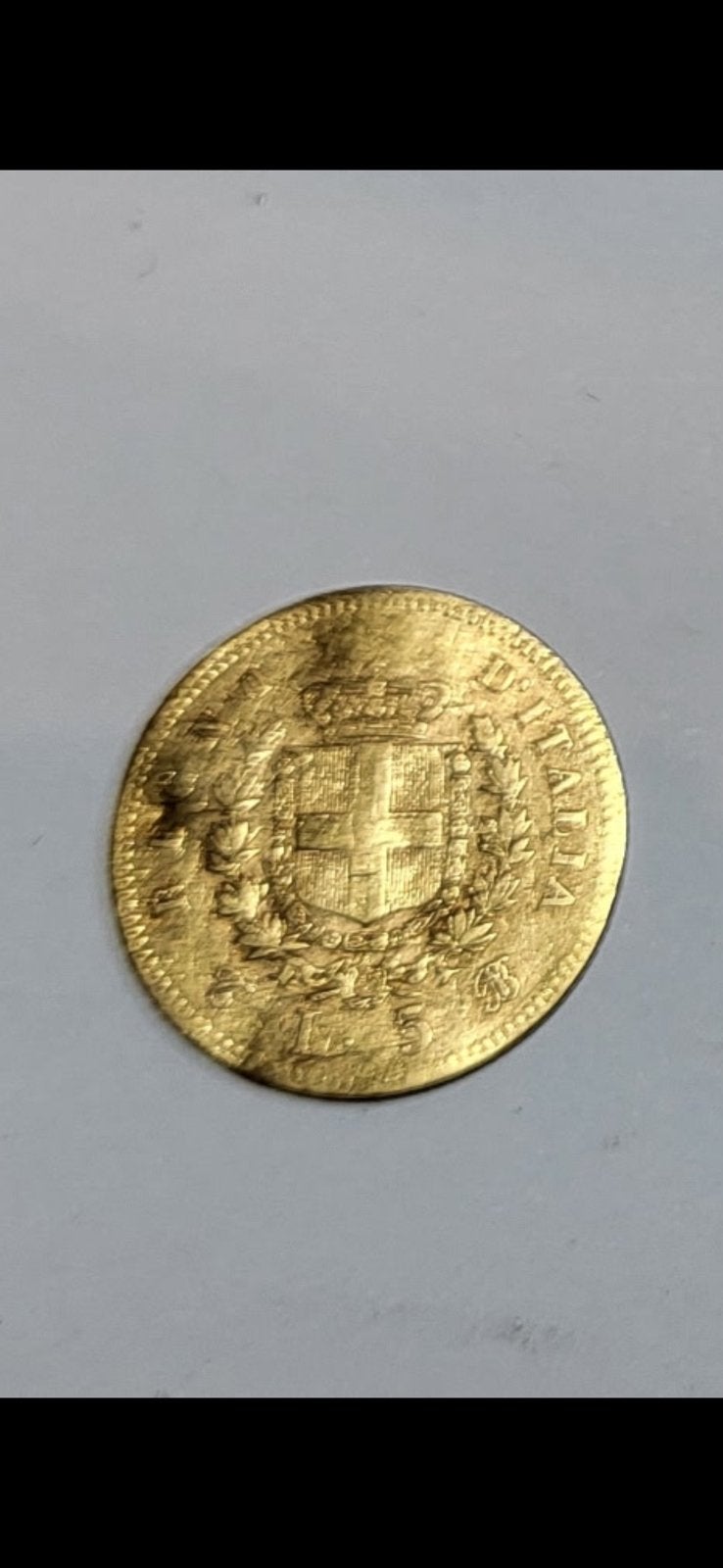 Piece de 5 lire italienne 1863 en or, Enlèvement, Or