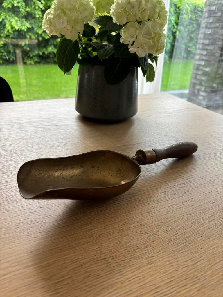Koperen schep met houten handvat, Antiek en Kunst, Antiek | Brons en Koper, Ophalen, Koper