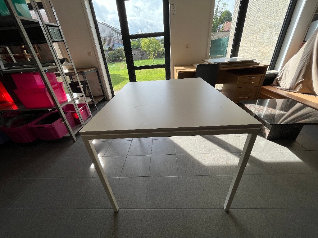 Witte tafel, Huis en Inrichting, Ophalen, Kunststof, 100 tot 150 cm, 50 tot 100 cm