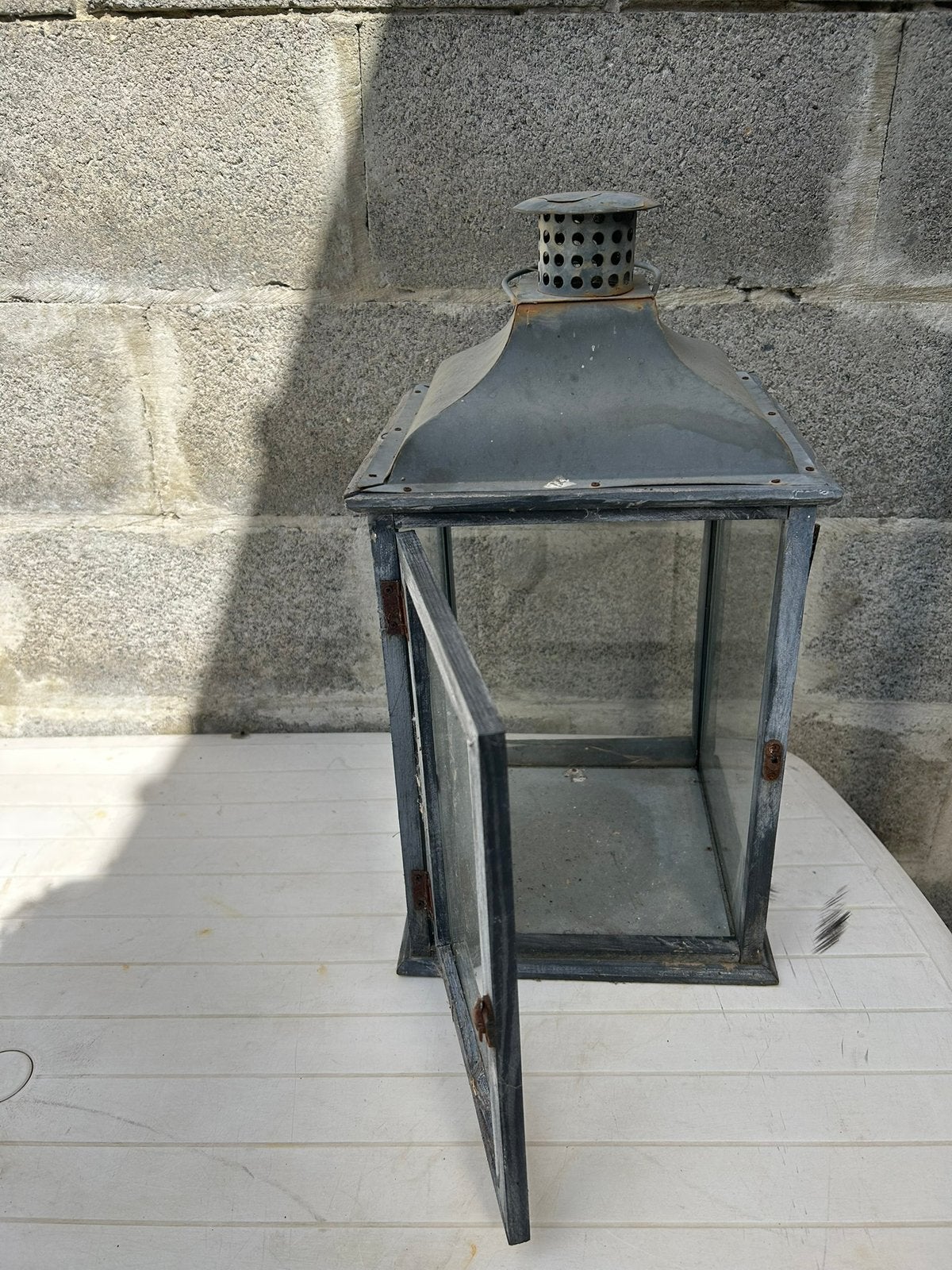 Gratis vintage lantaarn, Tuin en Terras, Ophalen of Verzenden, Zo goed als nieuw, Glas