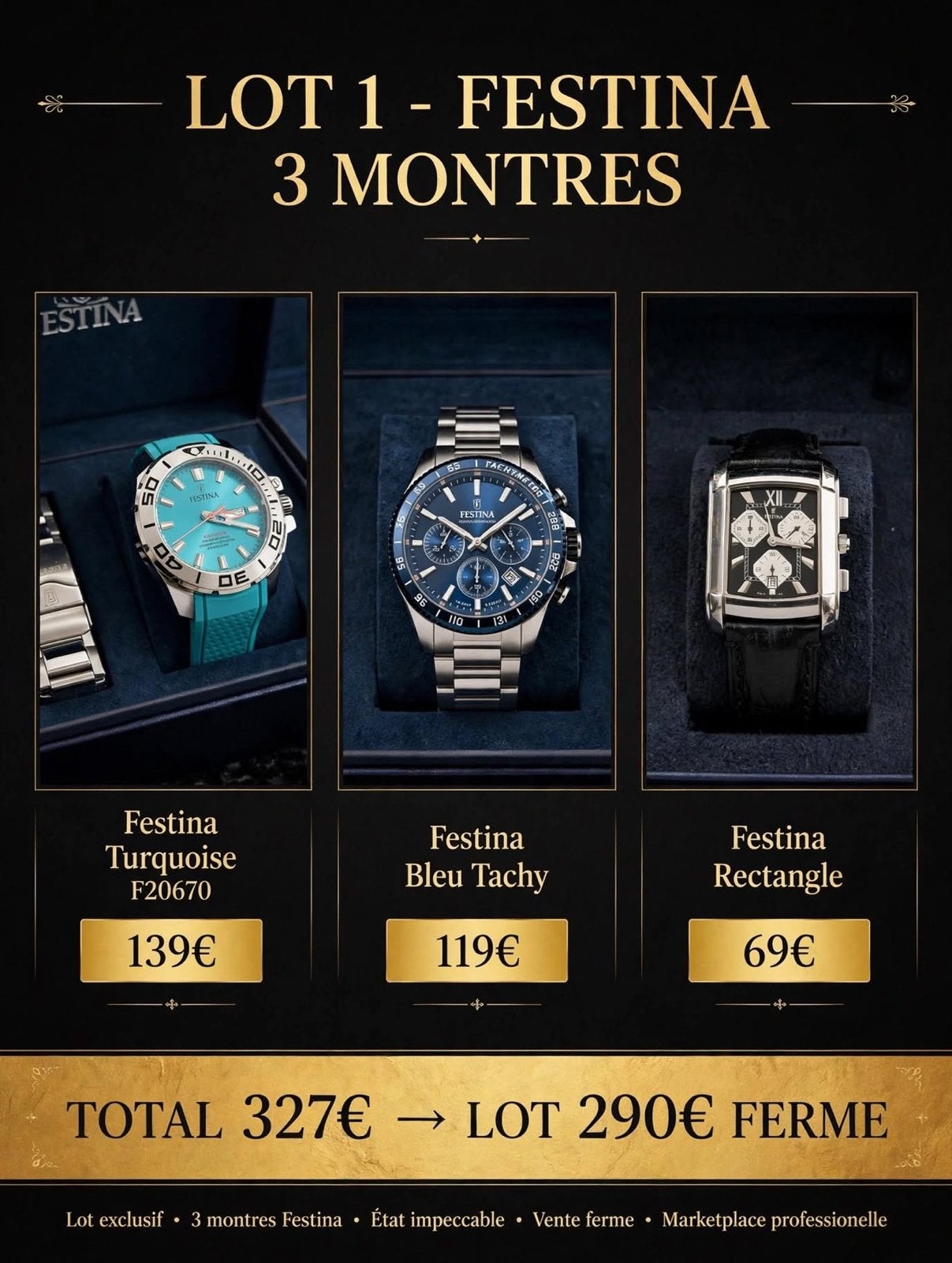 Lot de montre Festina, Ophalen of Verzenden, Zo goed als nieuw, Staal, Staal