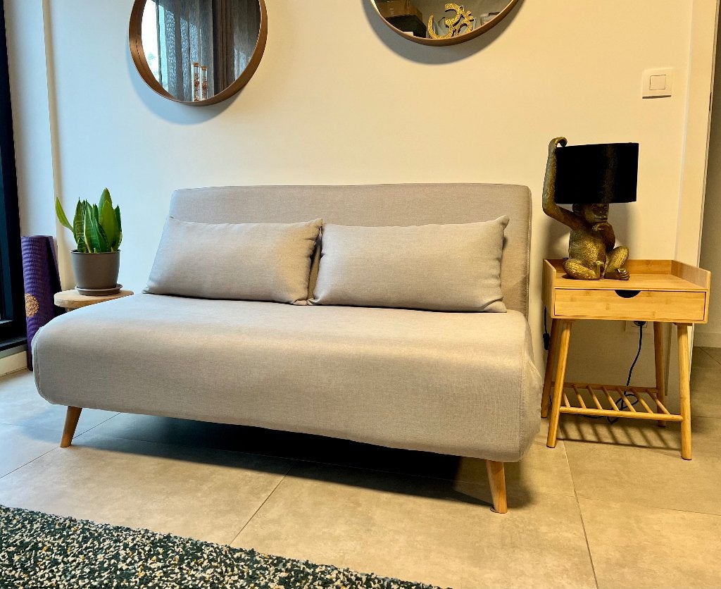 Mooie slaapbank van HappyHome met topper., Maison & Meubles, Gris, Enlèvement, 200 cm, Deux personnes