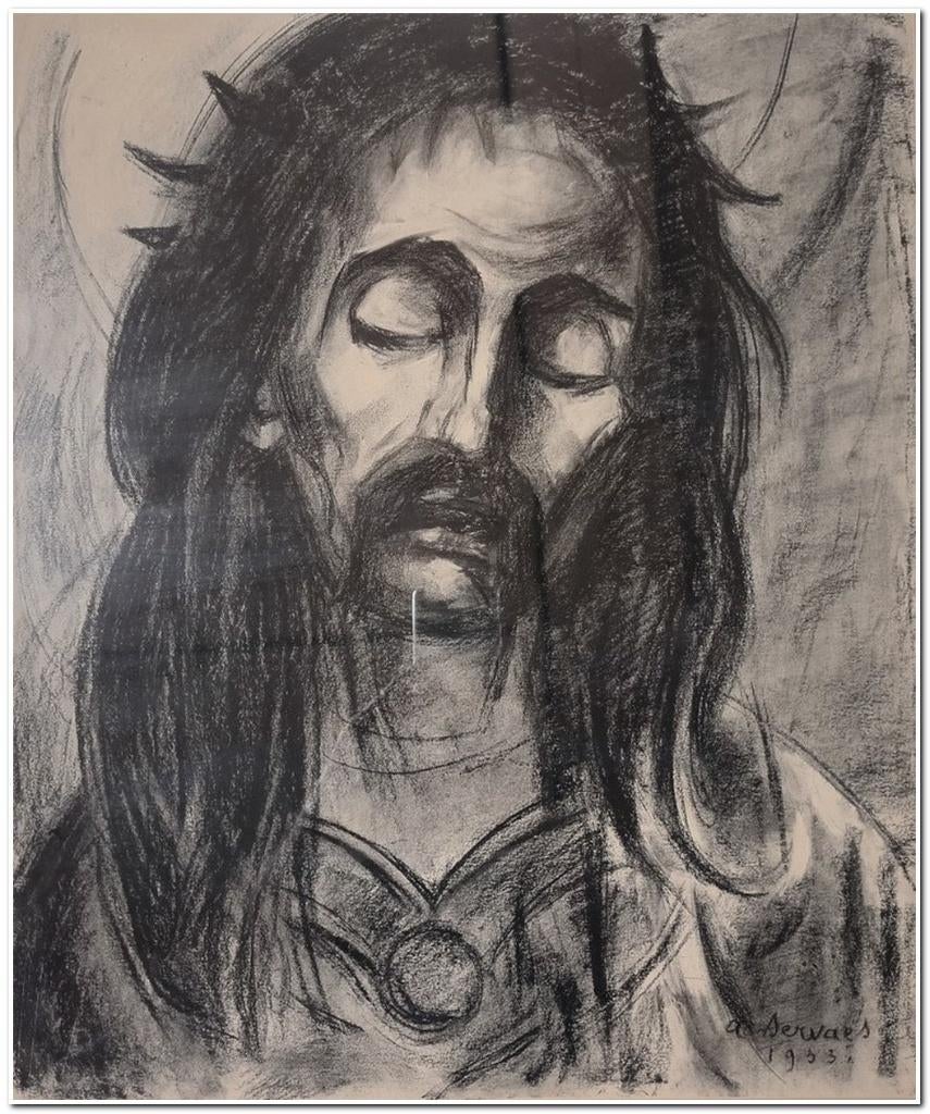 Albert Servaes (1883–1966) - Houtskooltekening op papier, Antiek en Kunst, Ophalen