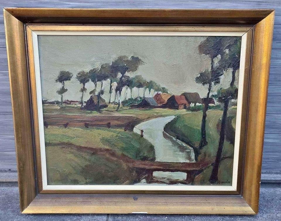 Huile sur toile marouffle paysage signe Paul vermeire, Enlèvement ou Envoi, Paysage, Toile