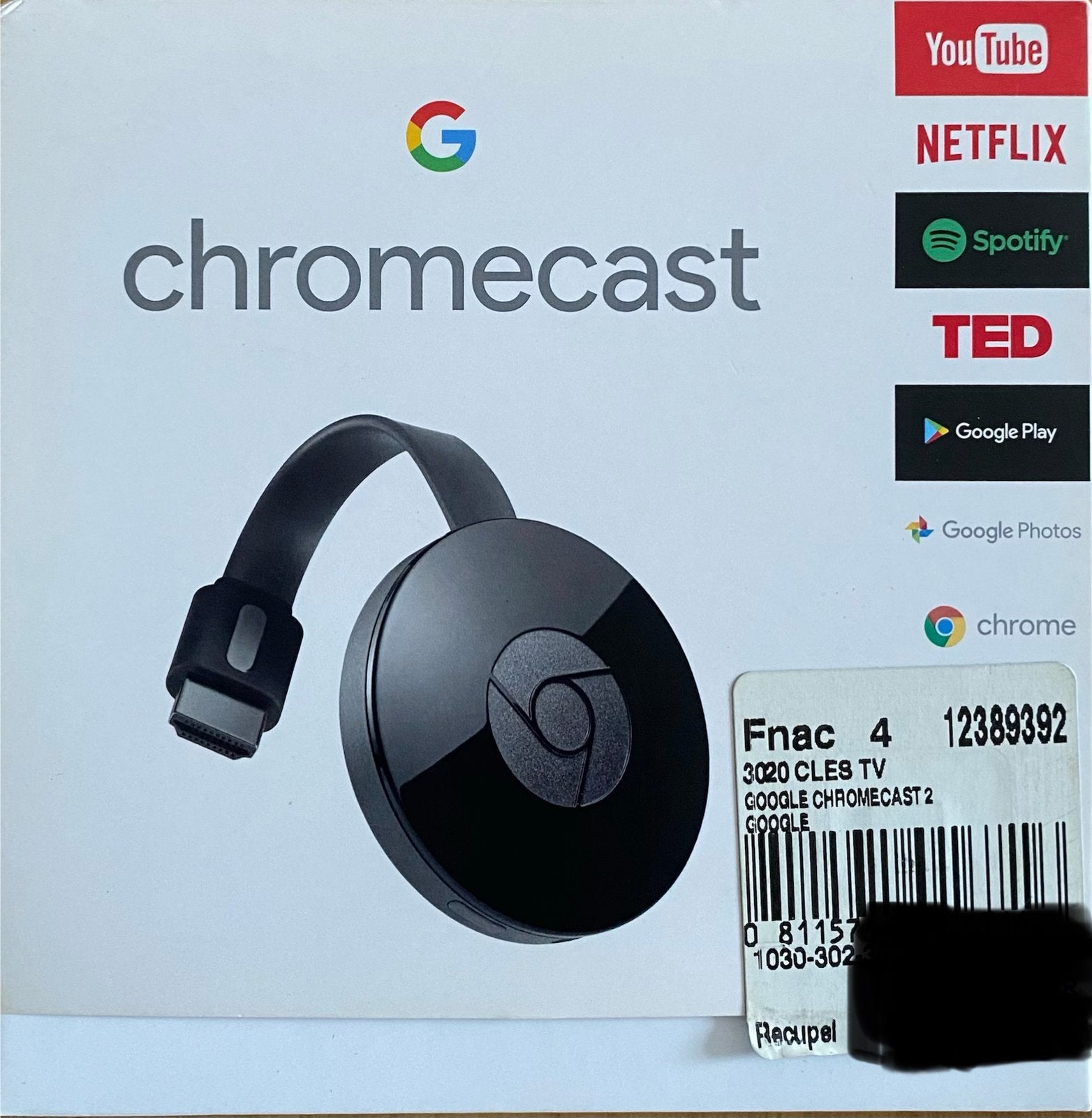 Google Chromecast 2e generatie in originele doos, Enlèvement, Comme neuf, HDMI