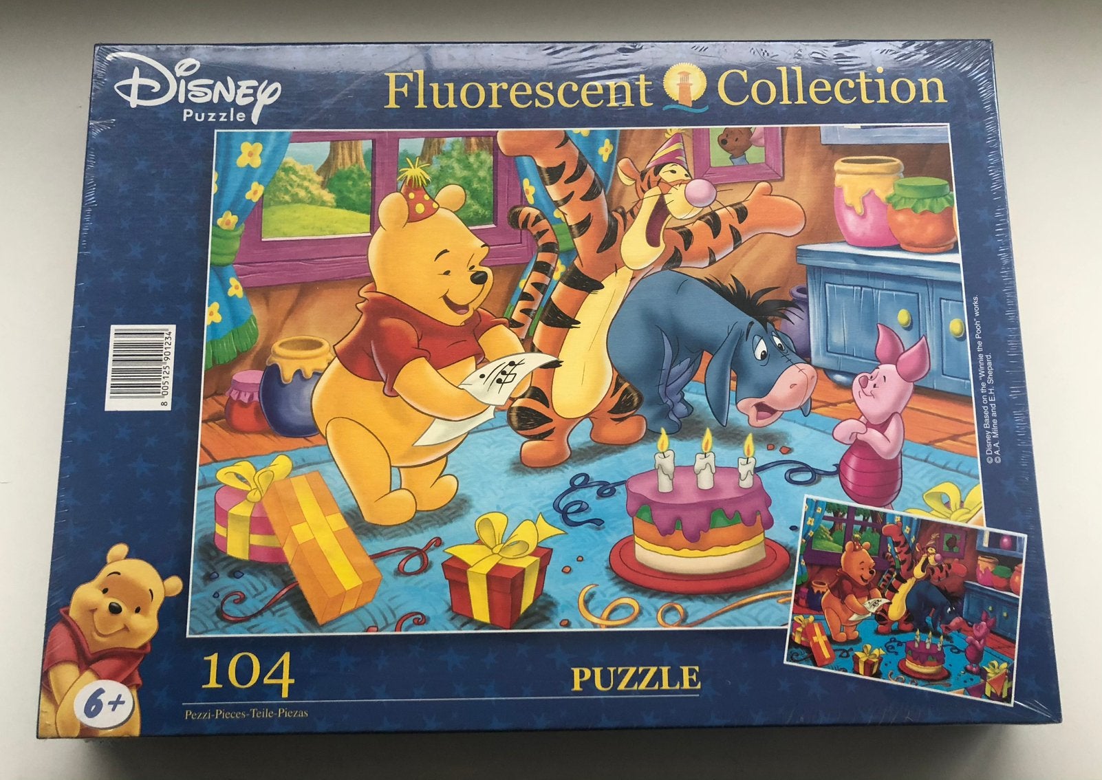 Puzzel nieuw Winnie the Poeh 104 st 6+ fluorescent, Ophalen of Verzenden, Meer dan 50 stukjes, Nieuw, 6 jaar of ouder