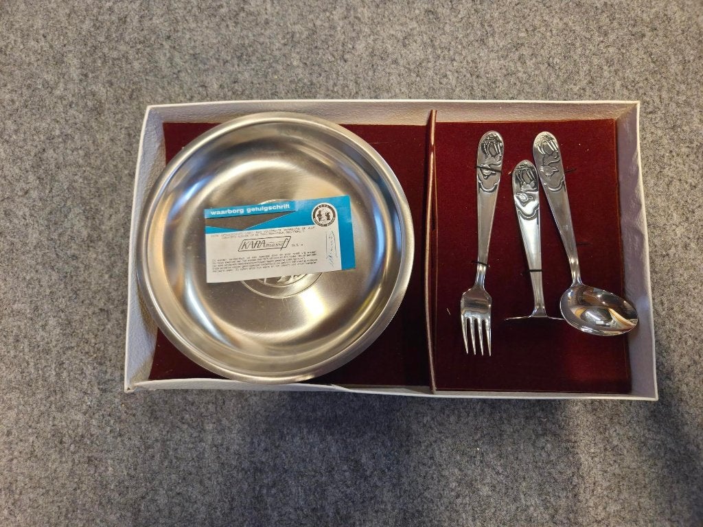 inox kommetje met bestek, Antiek en Kunst, Ophalen