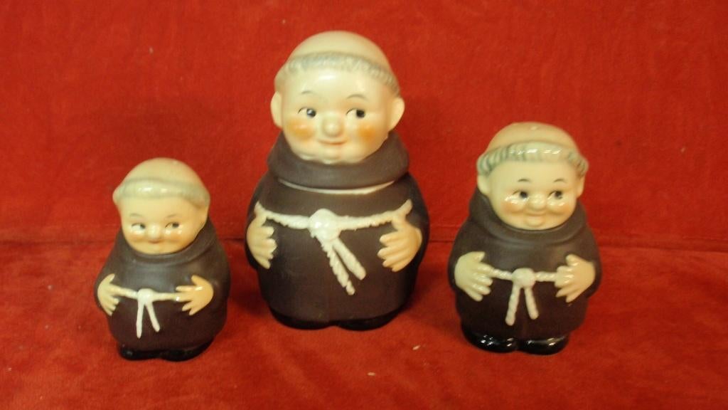 Oud setje peper zout en mosterdpot Goebel patertjes, Ophalen of Verzenden