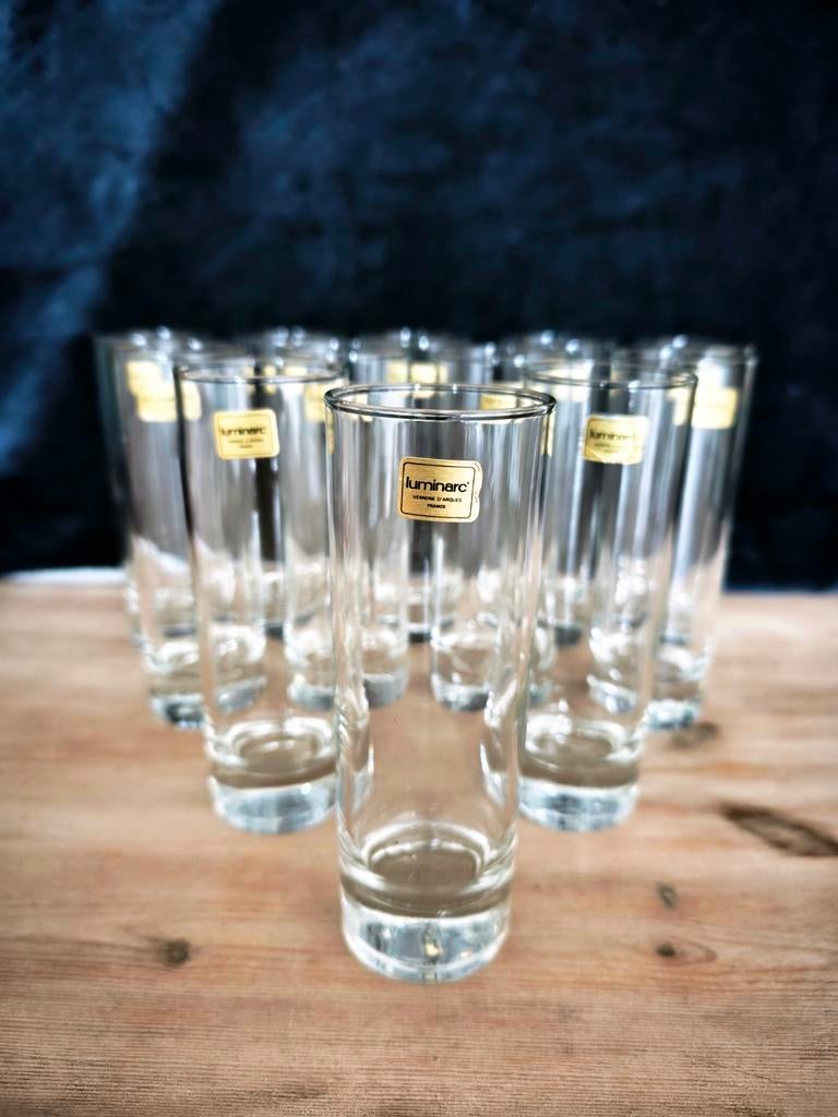 Lot de 12 verres Luminarc vintage – verres hauts, Ophalen of Verzenden