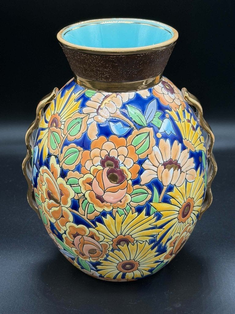 R. Chevalier - Boch Freres Keramis BFK - Mille Fleurs vaas, Antiek en Kunst, Ophalen of Verzenden