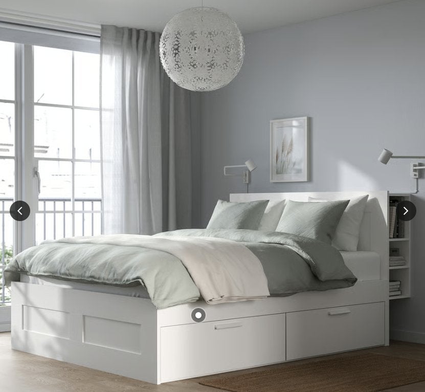 Grand lit double blanc avec placards de rangement (neuf), Maison & Meubles, Chambre à coucher | Lits, Neuf, Deux personnes, Autres dimensions