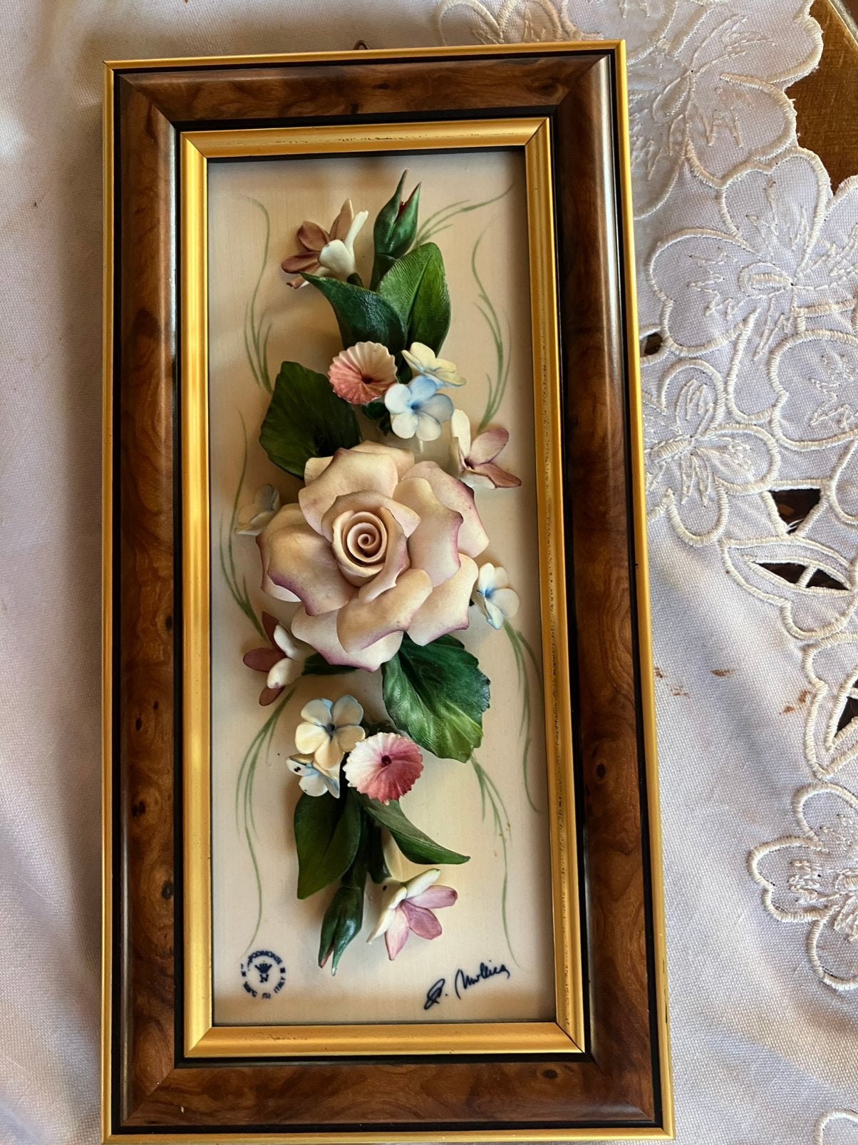 Capodimonte 3D schilderij porselein bloemen, Ophalen