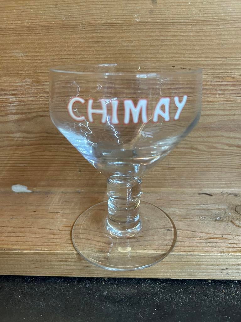 Verre émaillé Chimay, Collections, Marques de bière, Enlèvement ou Envoi, Utilisé, Verre ou Verres