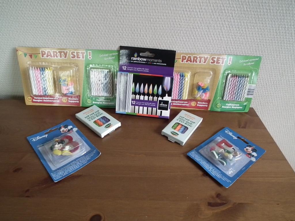 94 verjaardagskaarsen (Disney, Party Set, Rainbow...), Verzenden, Nieuw, Feestartikel