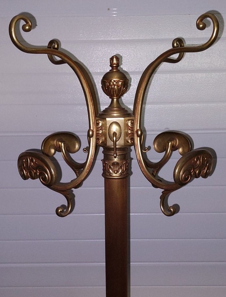 Vintage klassieke Messing Staande Kapstok - Goudkleurig rare, Antiek en Kunst, Ophalen, Koper
