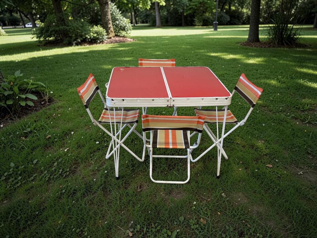 set de camping vintage : table et 4 chaises, Enlèvement, Utilisé