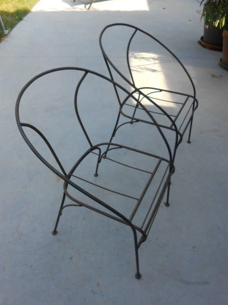 kuipzetels metalen frame terrasstoelen stoel vintage 2 stuks, Ophalen, Gebruikt