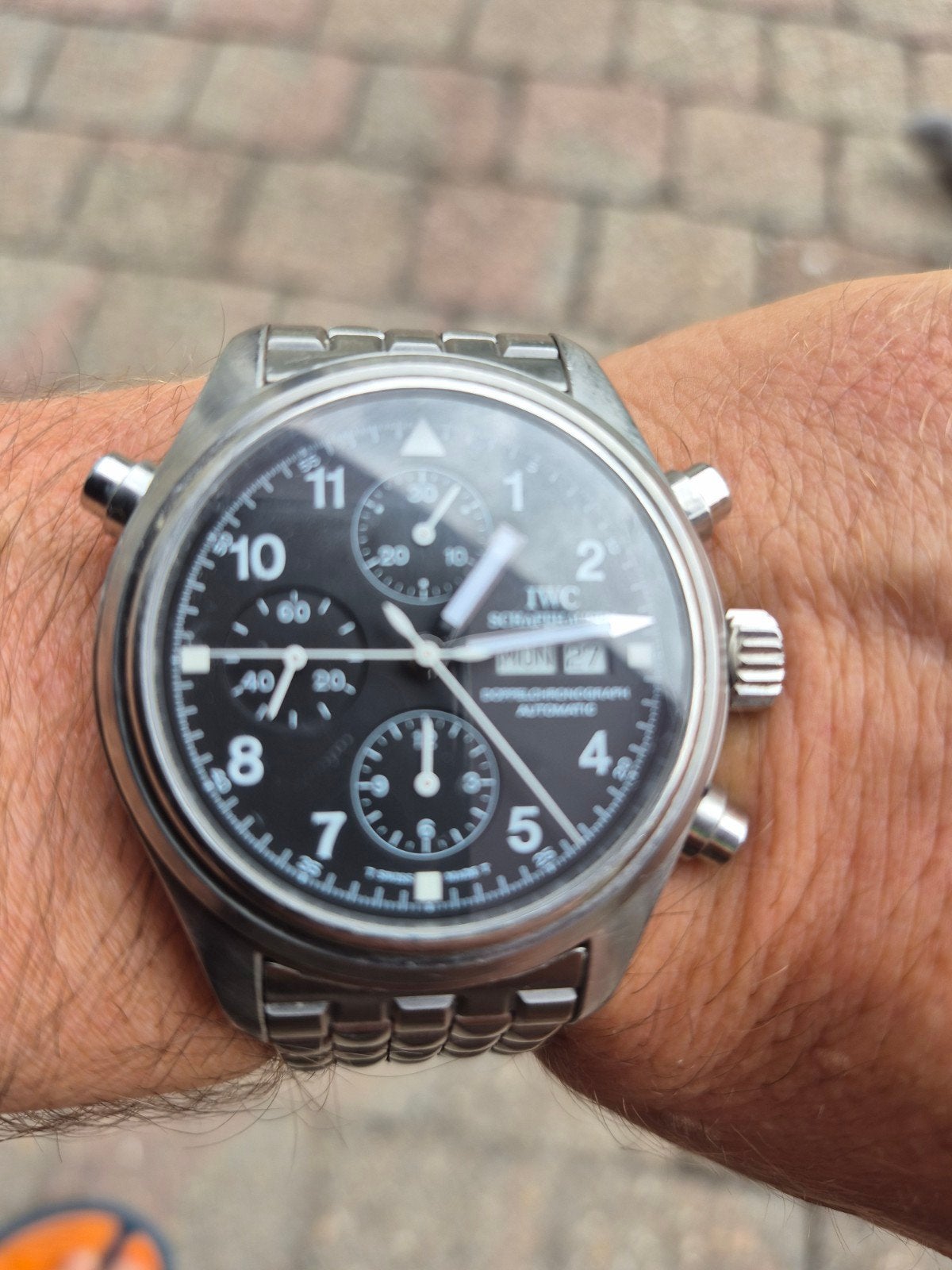 Iwc Dubbele chronograaf 42mm orginele band., Enlèvement