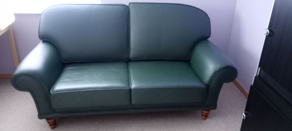 Siège en cuir 180 cm comme neuf - vert, Maison & Meubles, Canapés | Salons, Enlèvement, Cuir, Neuf, Trois personnes