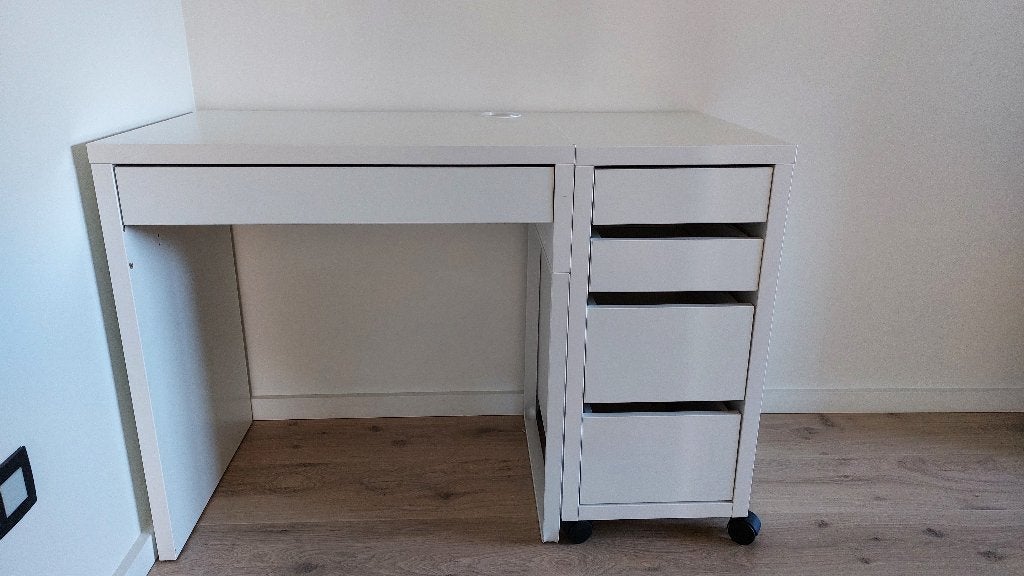 Bureau + ladeblok IKEA - Micke serie, Maison & Meubles, Bureaux, Avec roues, Enlèvement, Utilisé, IKEA