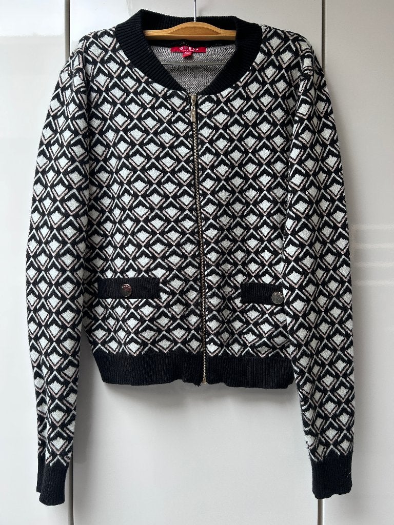 Guess vest met ritssluiting in zwart en wit - Maat XS, Kleding | Dames, Truien en Vesten, Guess, Wit, Ophalen of Verzenden, Zo goed als nieuw
