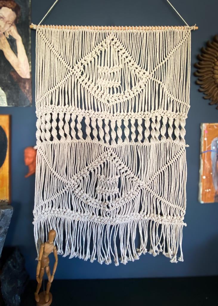 Vintage wandtapijt macramé, Verzenden