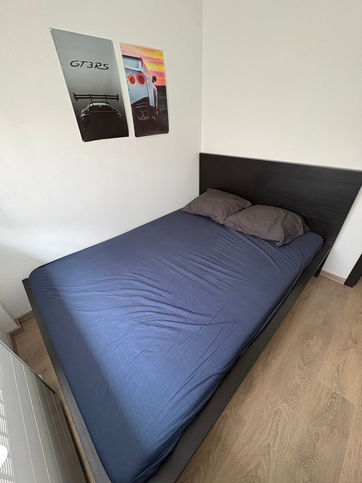 Bedframe + lattenbodem 1m40, Huis en Inrichting, Ophalen, Gebruikt, Zwart