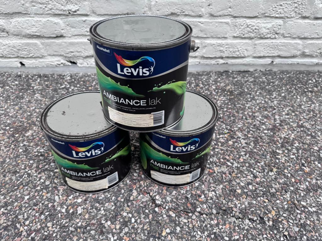 Levis Ambiance Lak Mat S5500N (antraciet) 3x 2,5L ongeopend, Ophalen of Verzenden, Nieuw, Lak