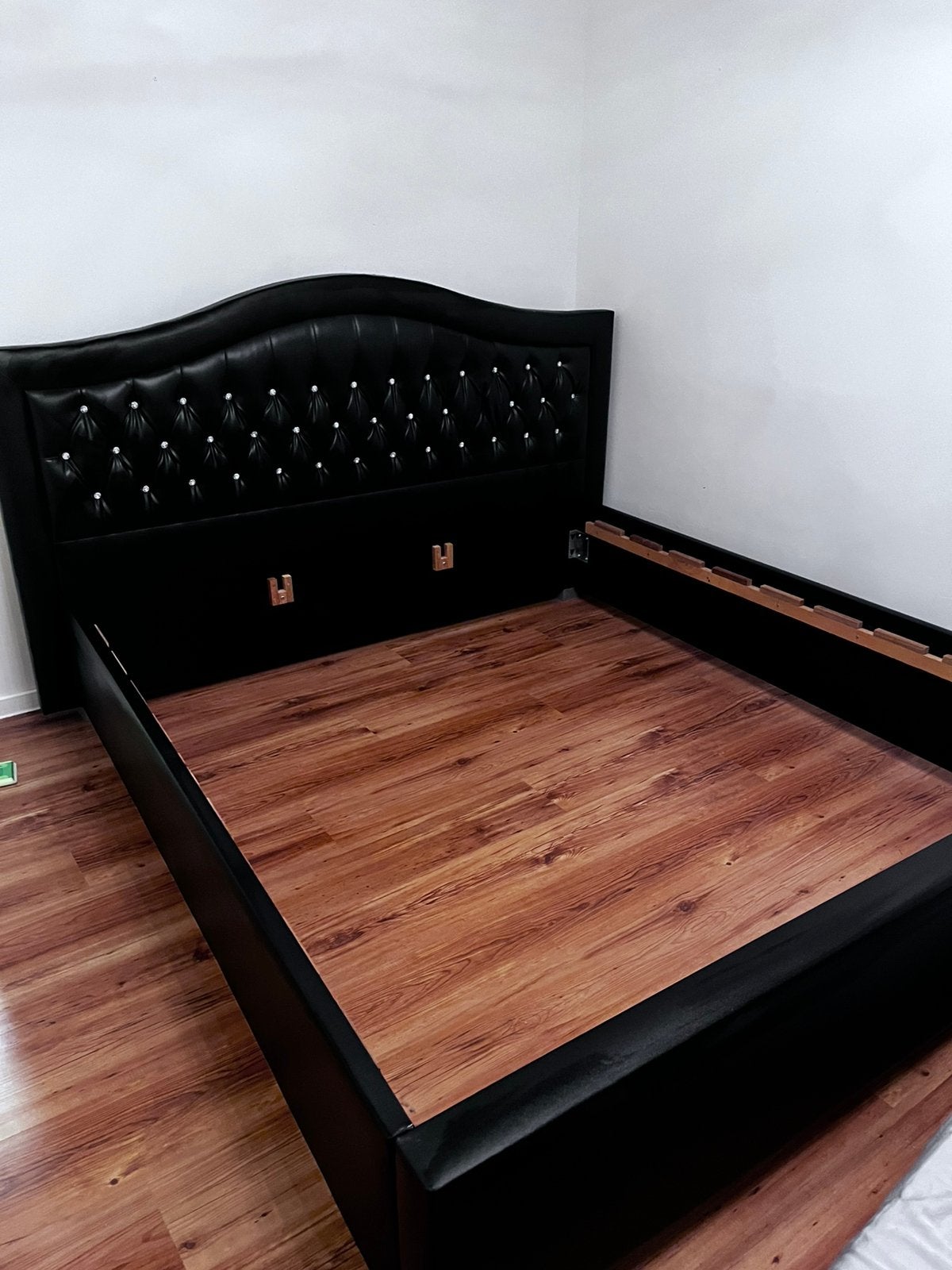 Grote bed frame met matras, Ophalen, Gebruikt, Tweepersoons, Zwart