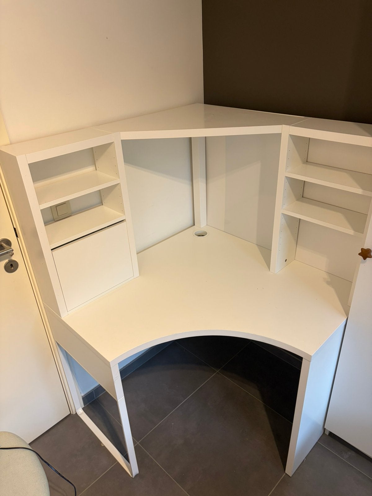 Bureau d'angle blanc, Scandinave, 100 cm, Utilisé, IKEA