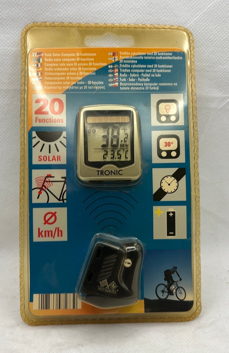 TRONIC Wireless Solar Bicycle Computer – 20 Functions, Enlèvement ou Envoi, Neuf