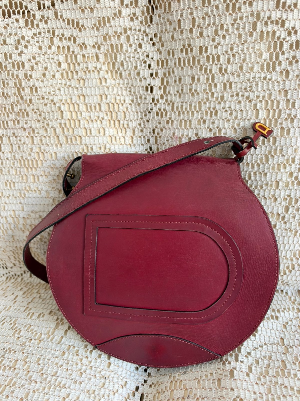 Sac bandoulière DELVAUX cuir bordeaux, Enlèvement ou Envoi, Comme neuf, Cuir