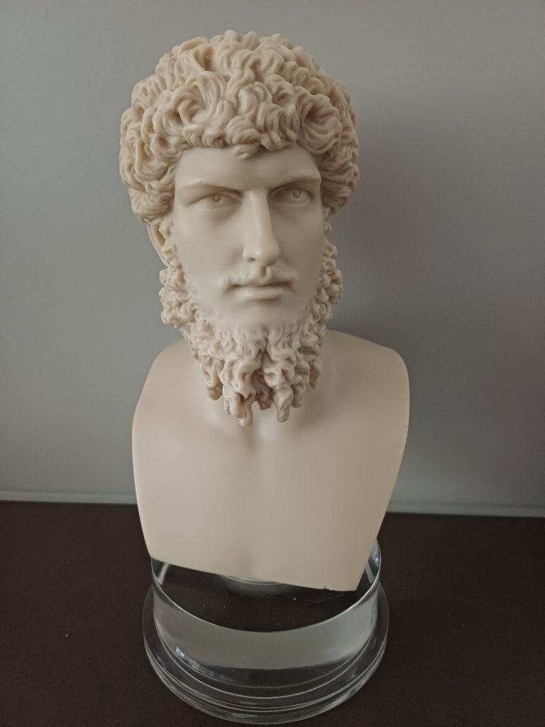 Presse-papier beeldje emperor Lucius Verus, Antiek en Kunst, Ophalen, Kunststof, 20 - 50 cm, Op sokkel