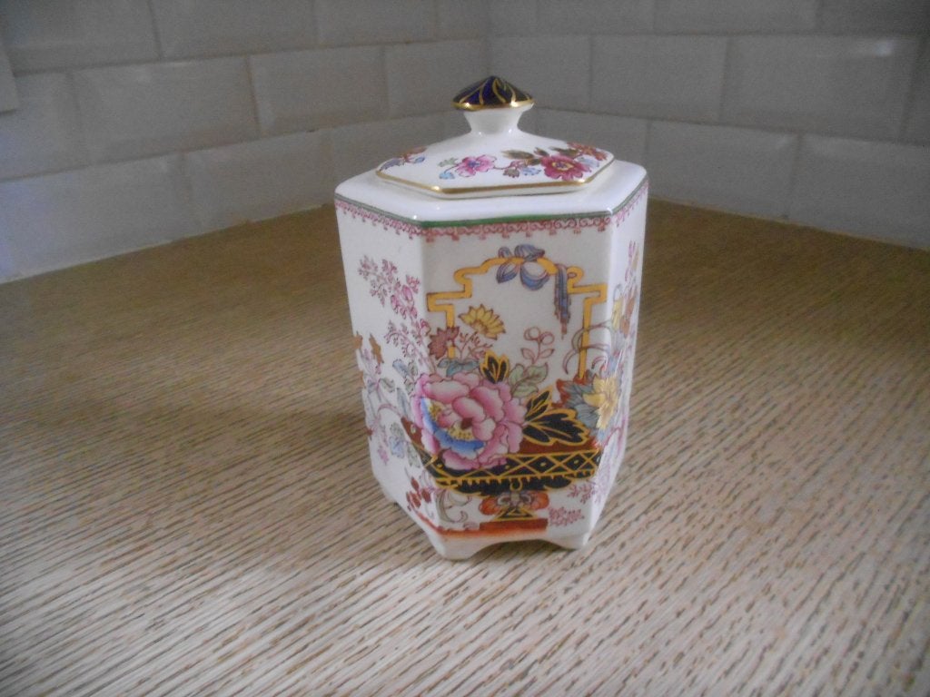 Pot/boîte à thé 'Masons Brocade' anglais-chinois Vintage o, Antiquités & Art, Antiquités | Porcelaine, Enlèvement ou Envoi