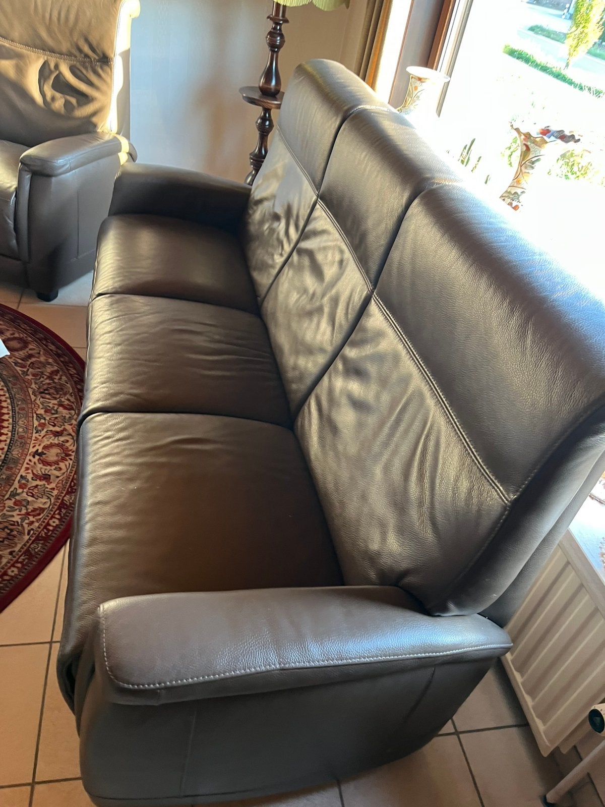 Salon 2x eenzit en 1x driezit, Ophalen, Zo goed als nieuw, Leer