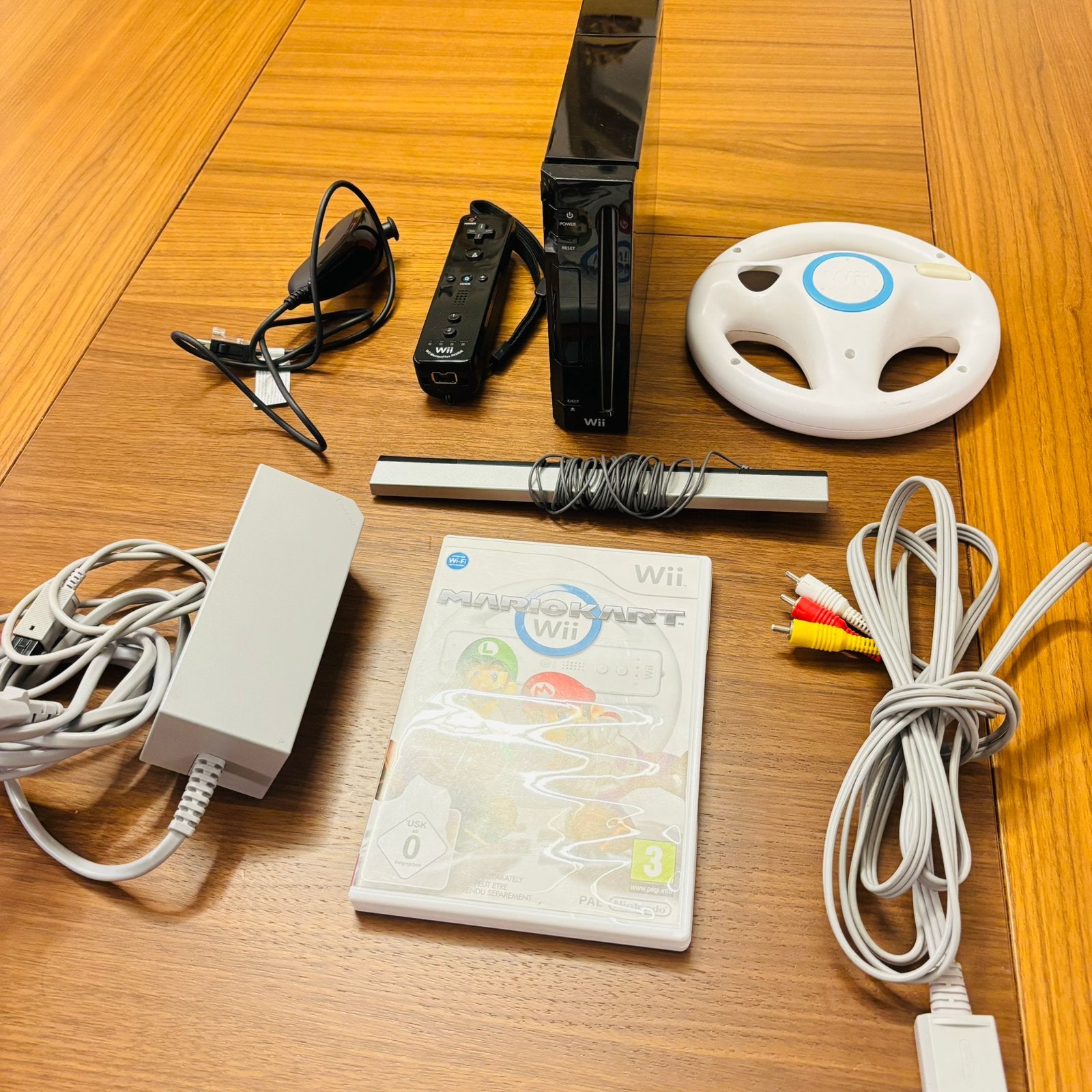 Nintendo Wii Zwart Bundel (RVL-001) + Mario Kart, Enlèvement ou Envoi, Comme neuf