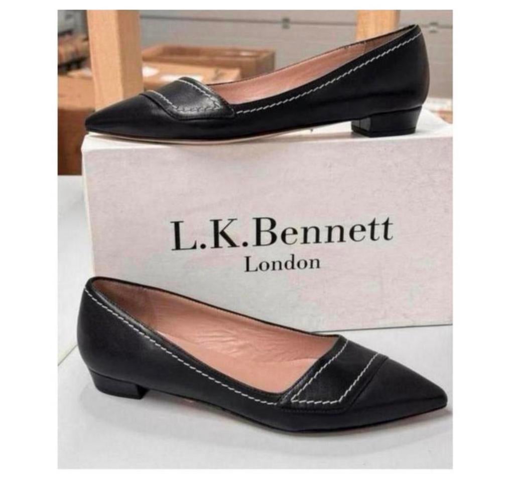 LK Bennett Polly Leather Contrast Stitch Flats schoen hak 37, Kleding | Dames, Schoenen, Nieuw, Schoenen met lage hakken, Zwart