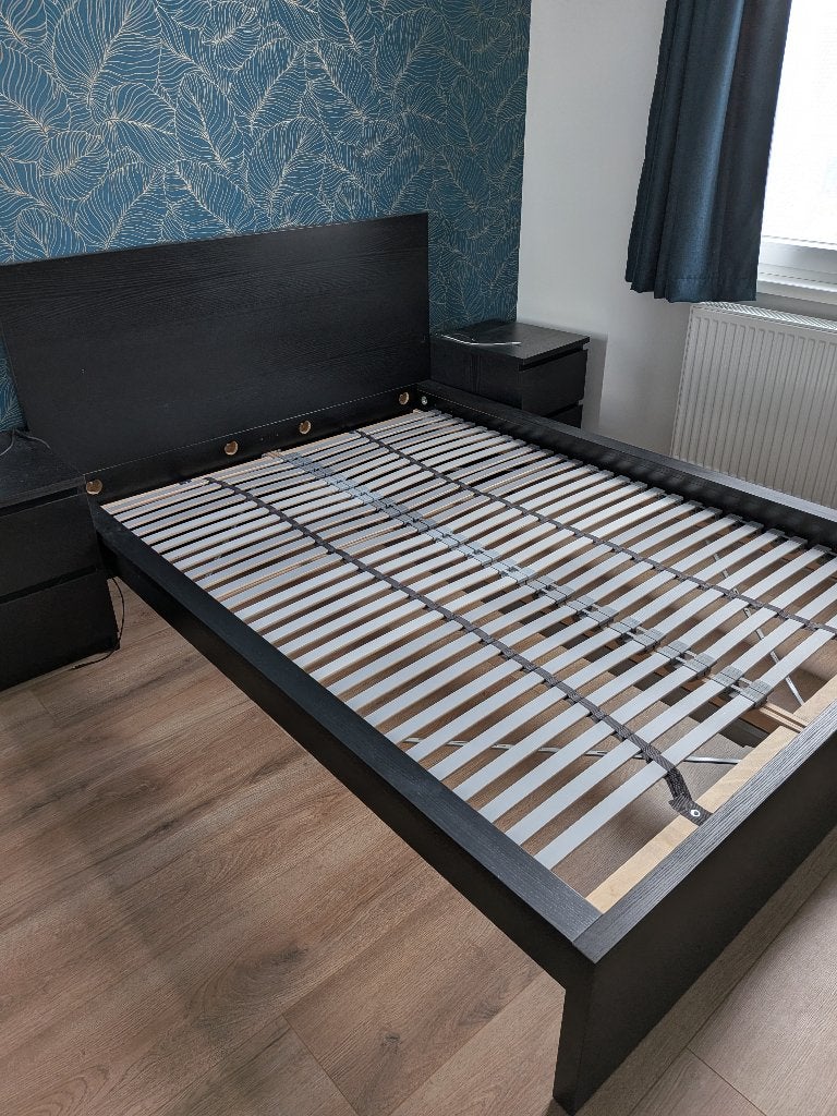 Tweepersoonsbed 140x200, Huis en Inrichting, Ophalen, Gebruikt, Zwart, 140 cm