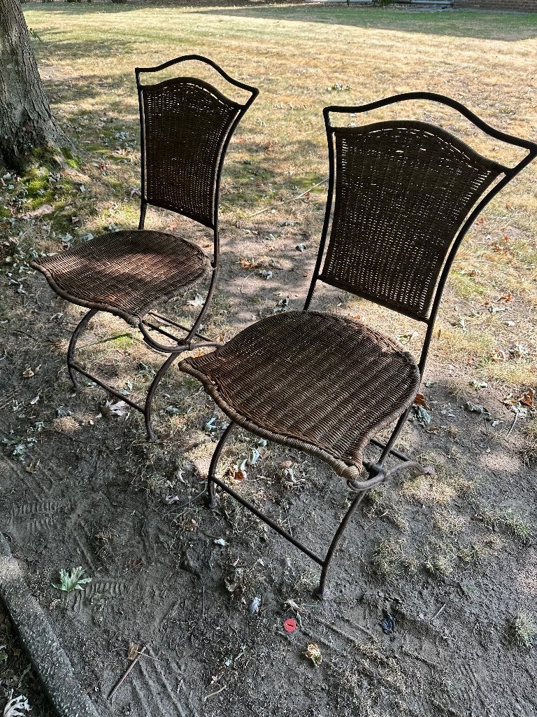 6 vintage terrasstoelen, Tuin en Terras, Tuinstoelen, Ophalen, Gebruikt, Metaal, Inklapbaar