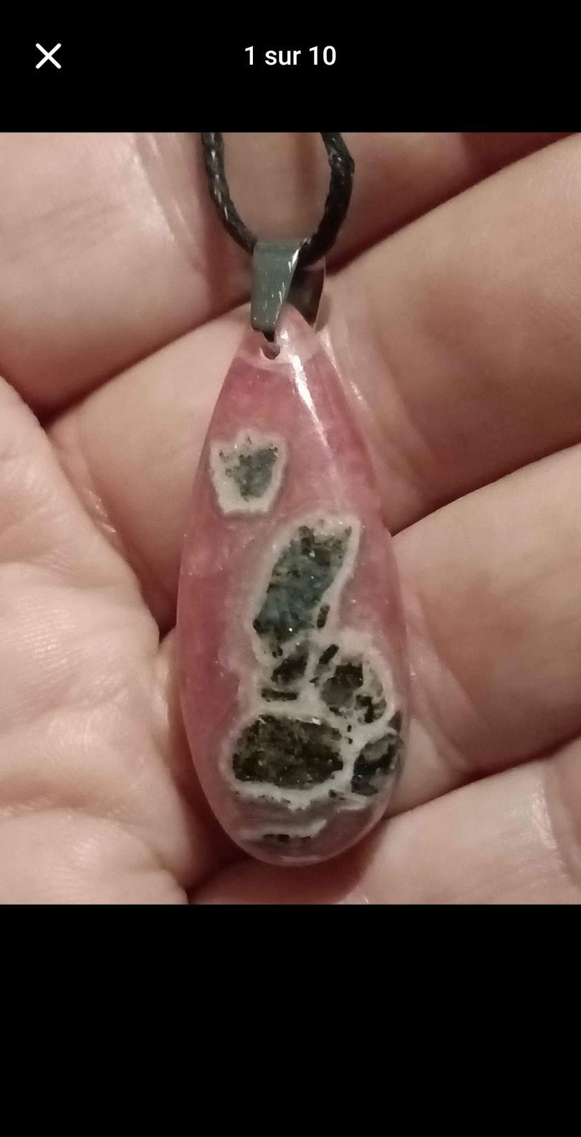Grand pendentif avec rhodochrosite de USA, Enlèvement, Neuf, Avec pierre précieuse