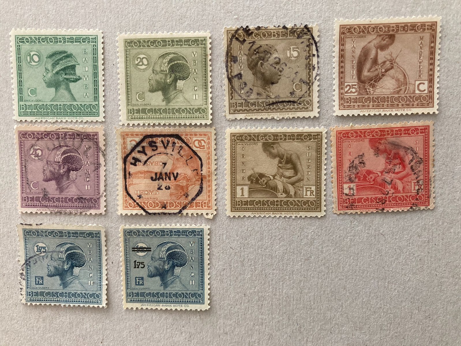 Postzegels Belgisch Congo/1923, Verzenden, Gestempeld