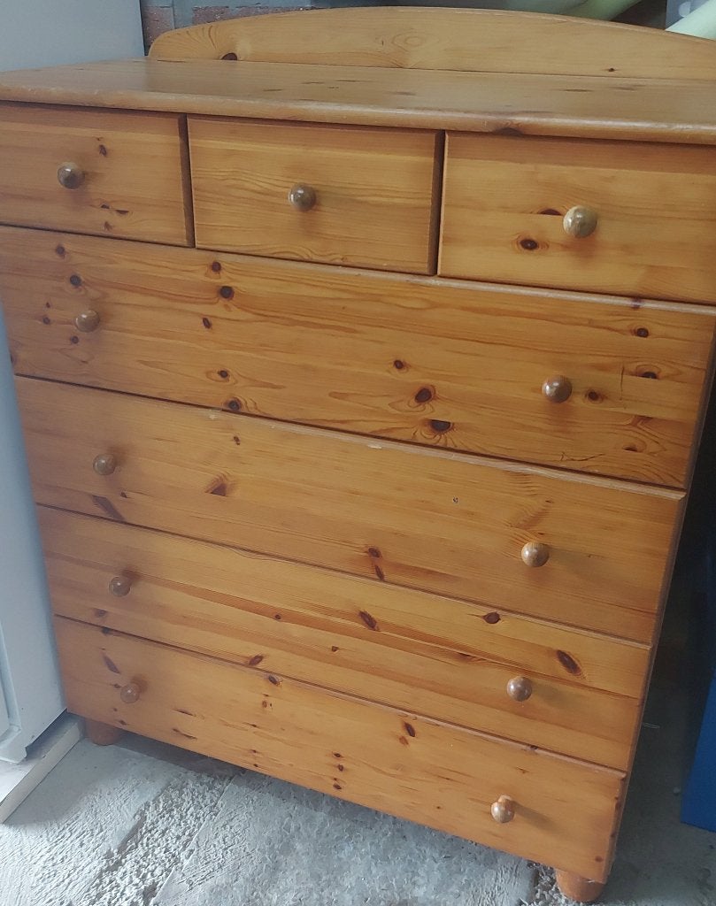 massief grenen dressoir, Ophalen, Met plank(en), Gebruikt, 50 tot 100 cm