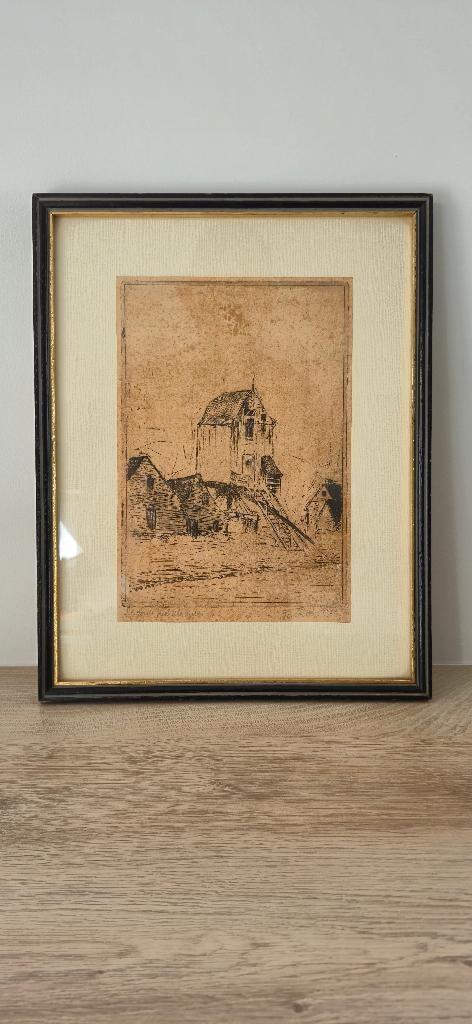 Ets ''molen'' uit 1933, Antiek en Kunst, Ophalen